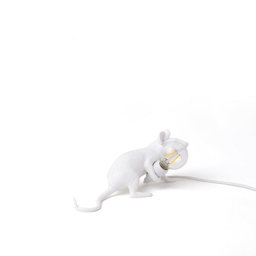 LED dekorlampe Mouse Lamp liggende hvit USB bakside