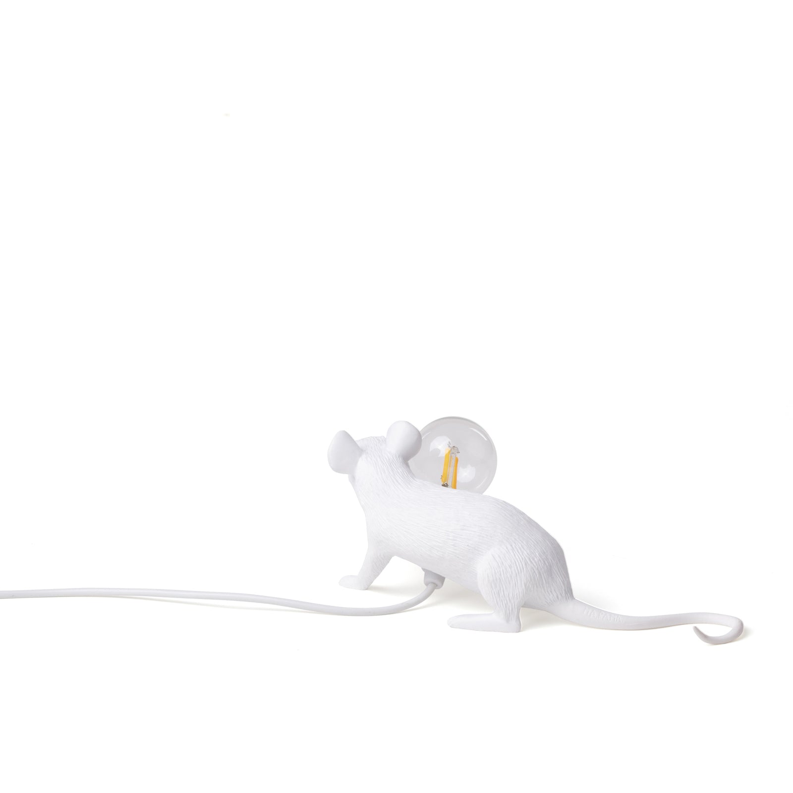 Detalj av LED dekorlampe Mouse Lamp liggende hvit USB