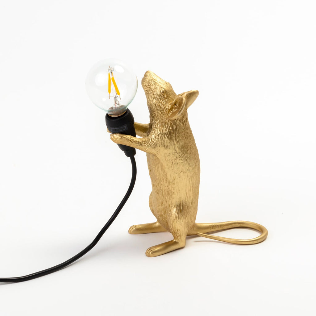 LED-dekorlampe Mouse Lamp stående gull kunstharz USB detalj