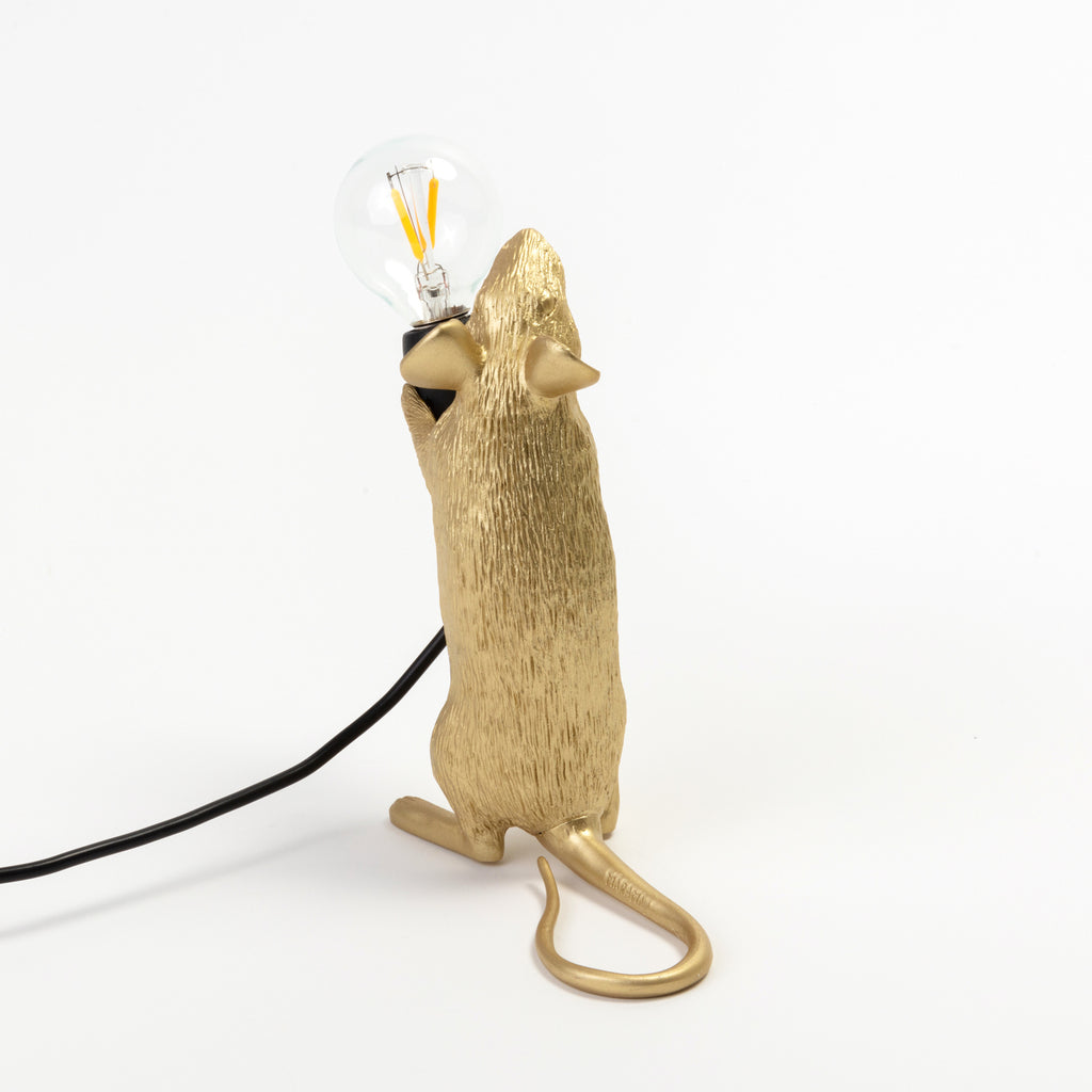 LED-dekorlampe Mouse Lamp stående gull kunstharz USB montert