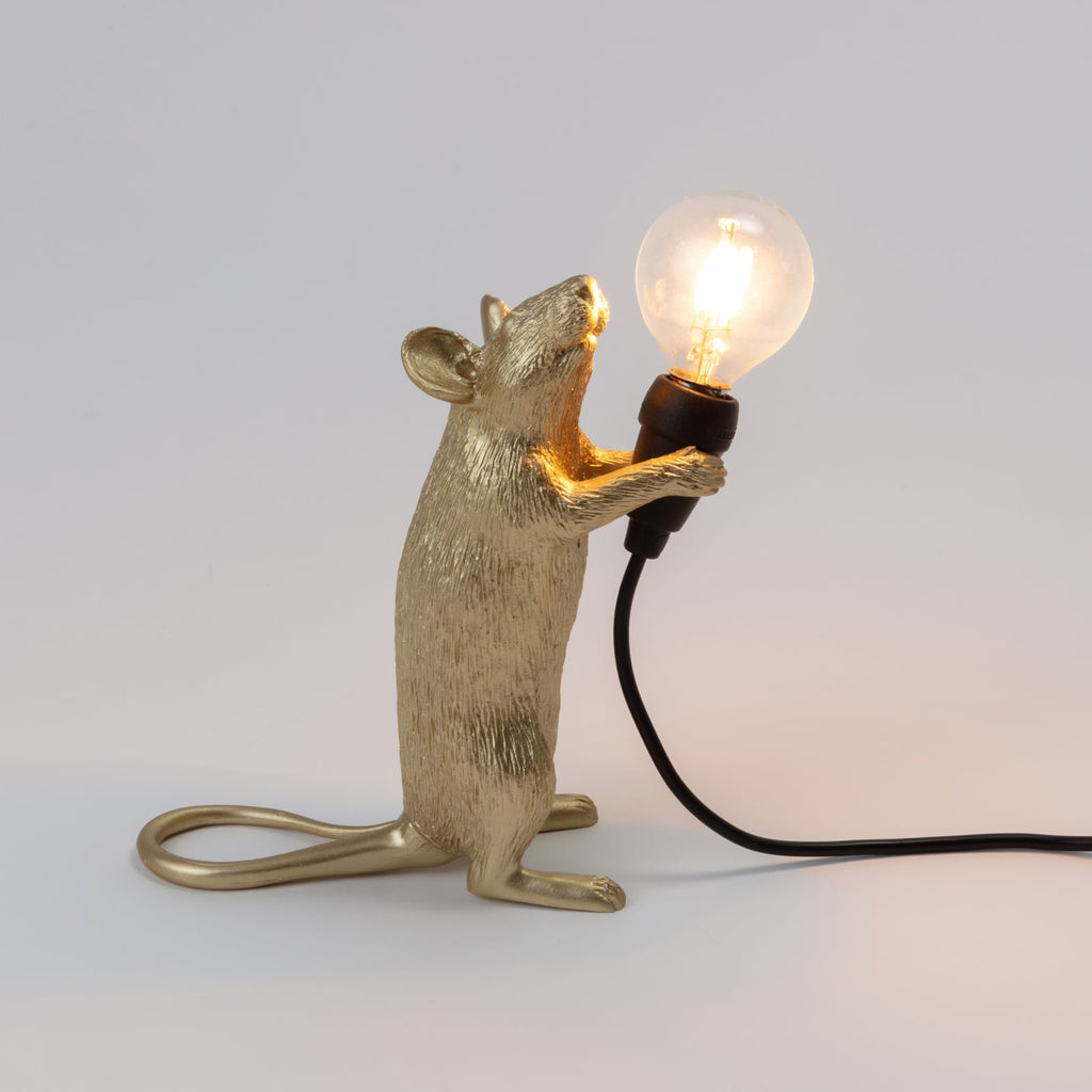 LED-dekorlampe Mouse Lamp stående gull kunstharz USB nærbilde