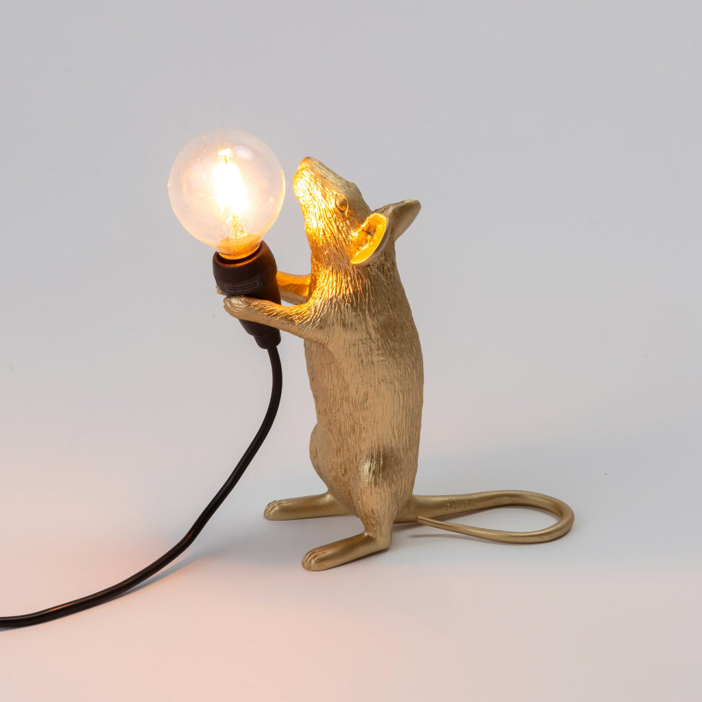 LED-dekorlampe Mouse Lamp stående gull kunstharz USB side