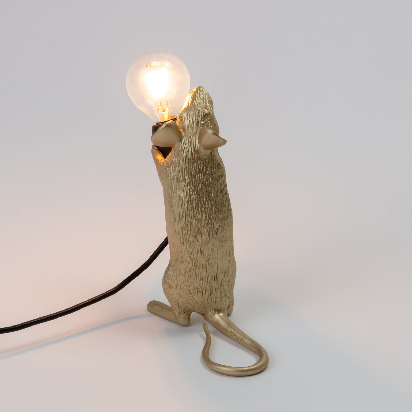 LED-dekorlampe Mouse Lamp stående gull kunstharz USB lys på