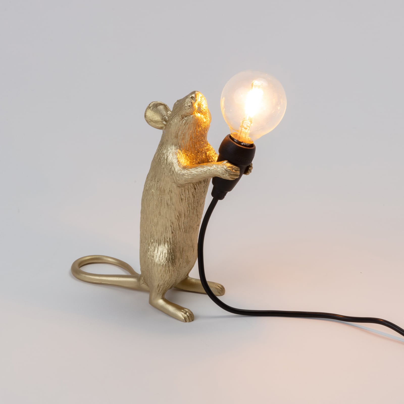 LED-dekorlampe Mouse Lamp stående gull kunstharz USB med kabel