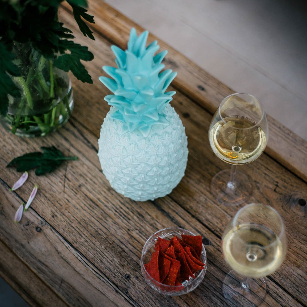 LED dekorlampe Pinacolada turkis i bruk utendørs