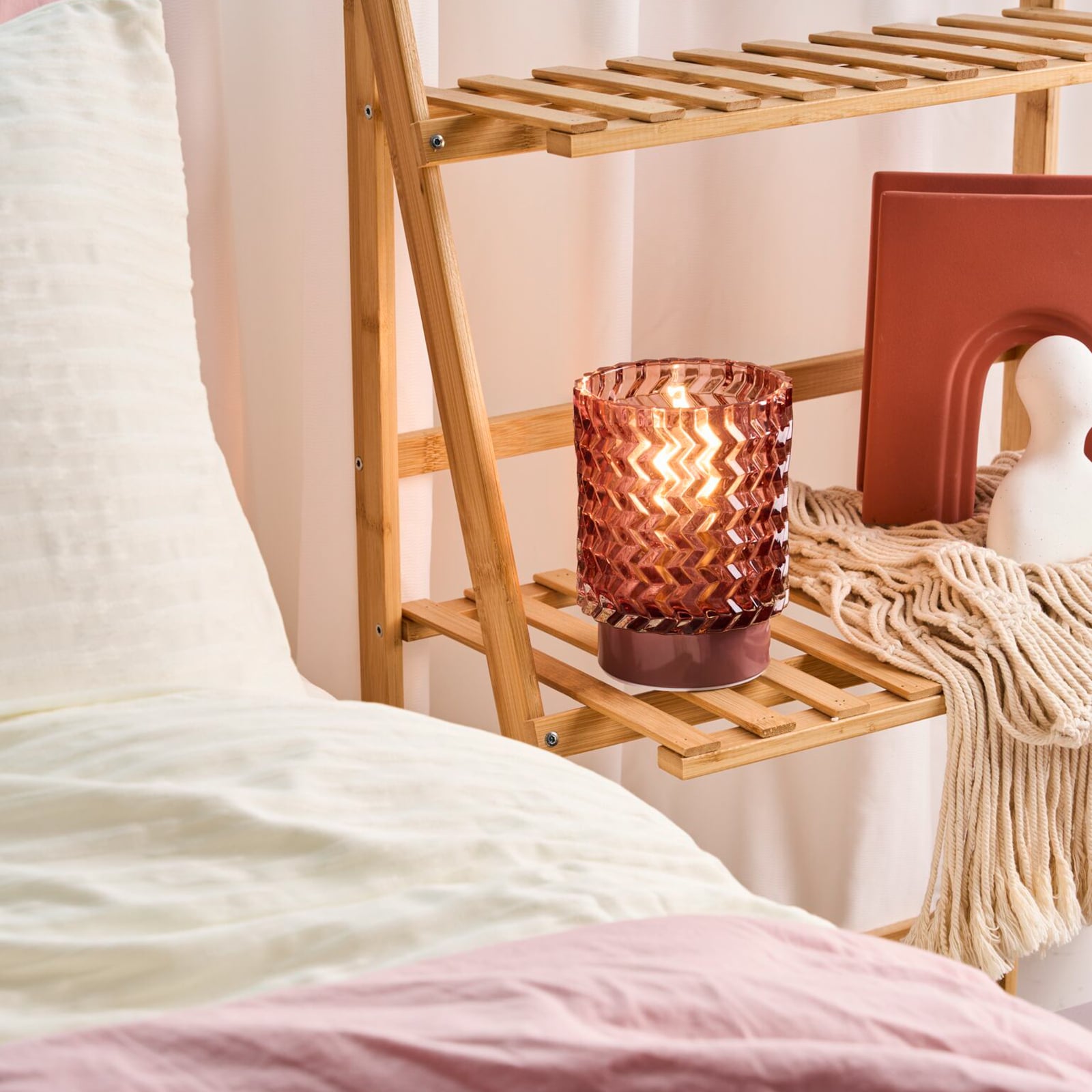 LED dekorlampe Sweet Glamour batteri rosé glass med metallfot