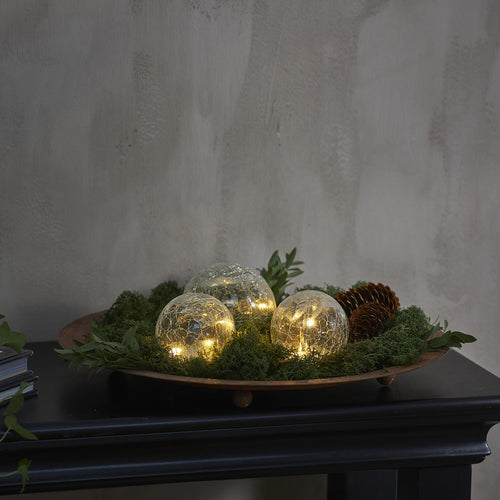 LED dekorlys Triss glass transparent 3 kuler bakside