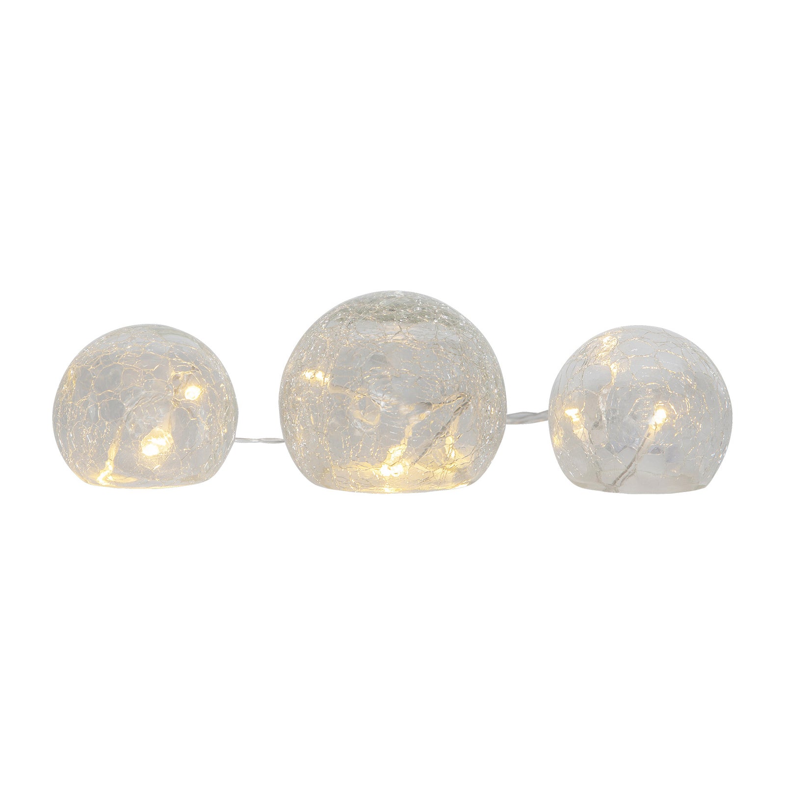 Nærbilde av LED dekorlys Triss glass transparent 3 kuler
