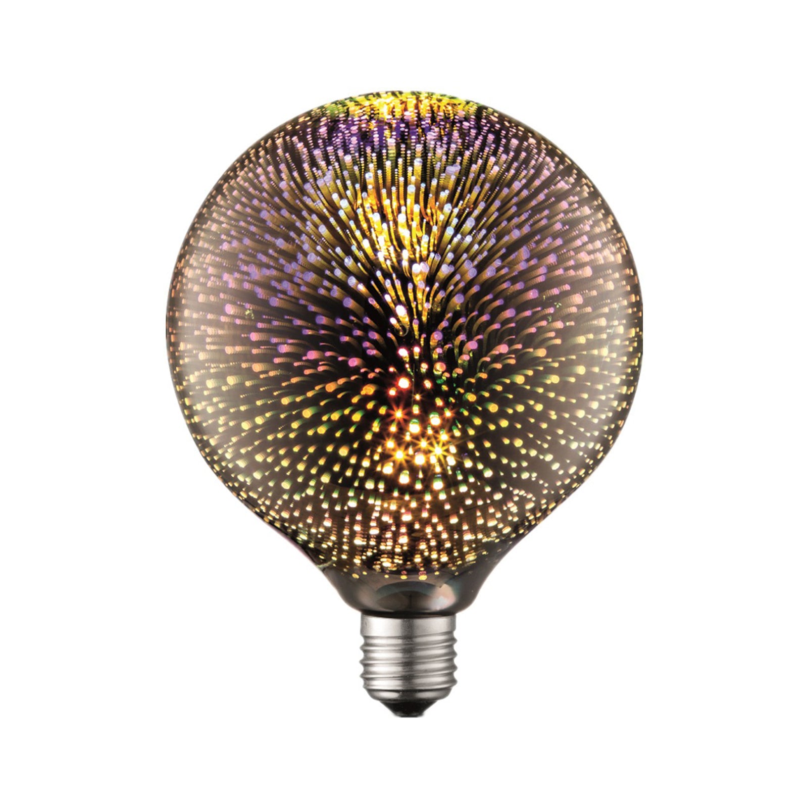 LED dekorpære E27 Ø12,5 cm 4W 3D fyrverkeri-effekt fra Lucande sett forfra