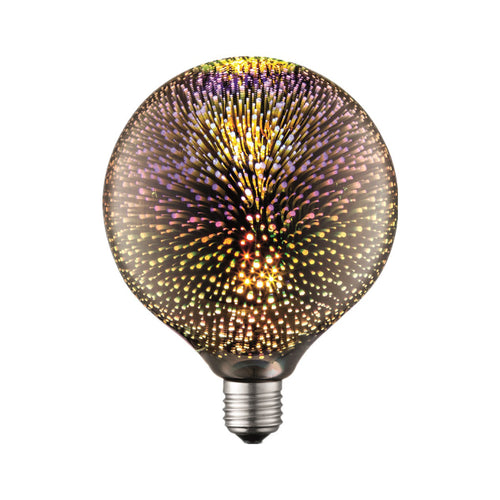 LED dekorpære E27 Ø12,5 cm 4W 3D fyrverkeri-effekt fra Lucande sett forfra