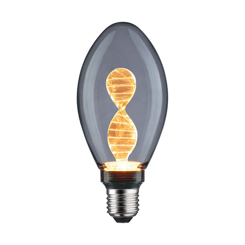 LED dekorpære E27 3,5W Helix 1800K røykfarget glass - forfra