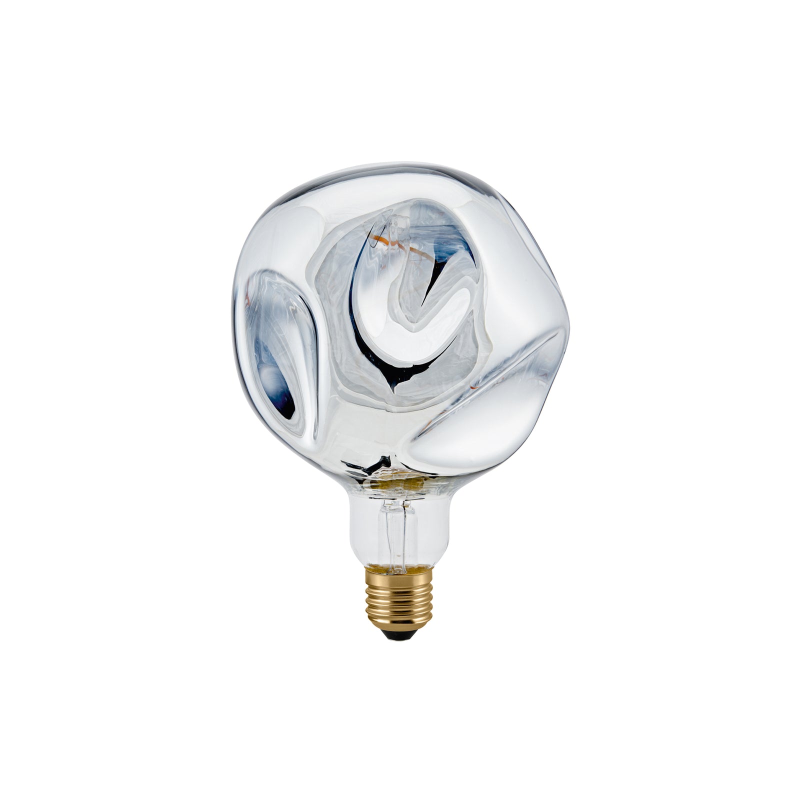 LED dekorpære Giant Ball E27 4W 1800K dimbar sølv fra forfra