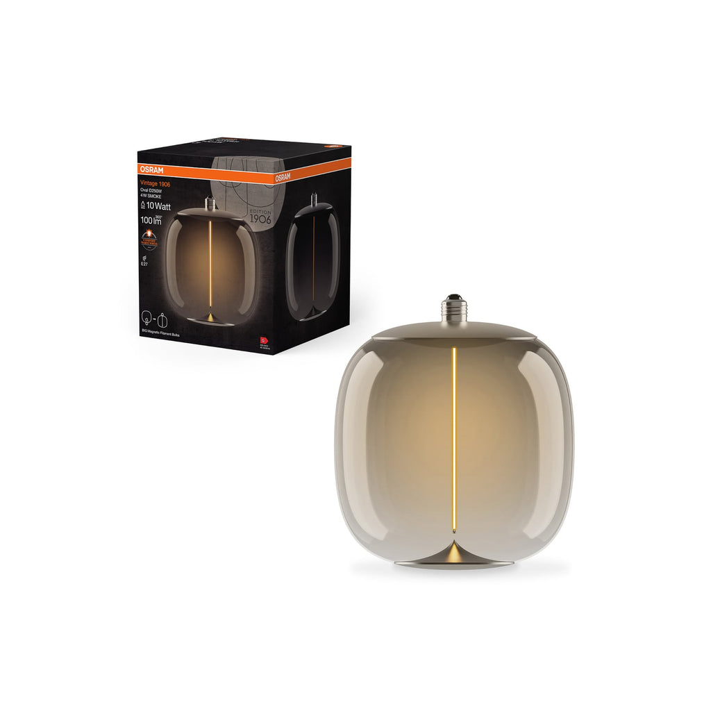 Detalj av LED dekorpære Vintage 1906 Big Oval E27 4W 1800K røykgrå med filament