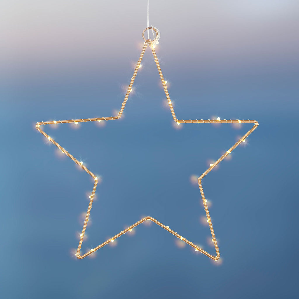 LED-dekorstjerne Liva Star gull Ø30 cm bakside