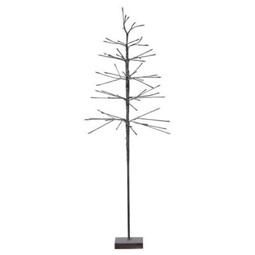LED dekotre Snowfrost Tree brun metall 150 cm varmhvit bakside