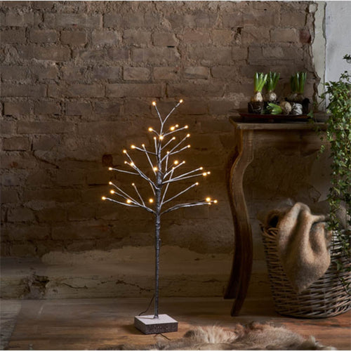 LED dekotre Snowfrost Tree brun metall 90 cm forfra