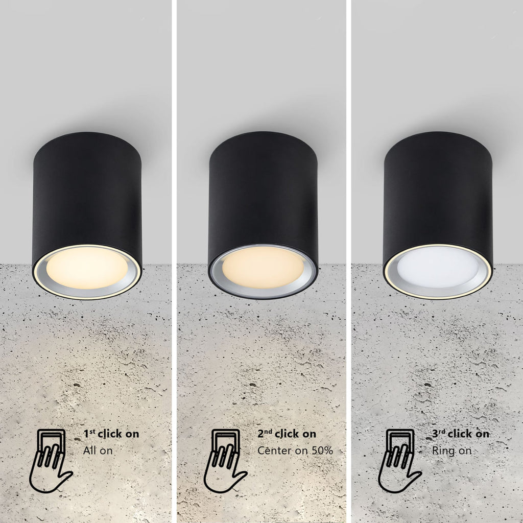 LED-downlight Fallon Long 3-stegs dimbar svart stål montert