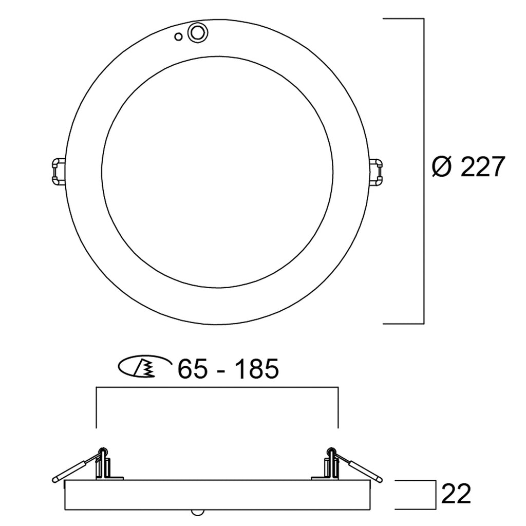 LED downlight Start 5in1 inn-/påbygg med bevegelsessensor 18W detalj av sensor