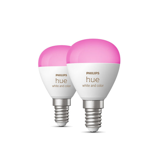 LED dråpepære E14 5,1W RGBW 2-pk dimbar - Philips Hue forfra