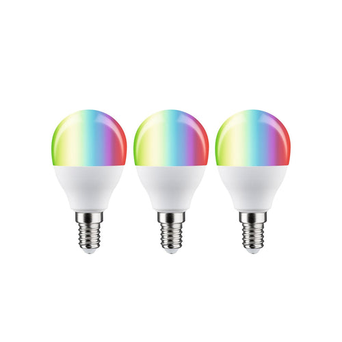 LED dråpepære E14 5W Zigbee RGBW dimbar 3-pakning - Paulmann forfra