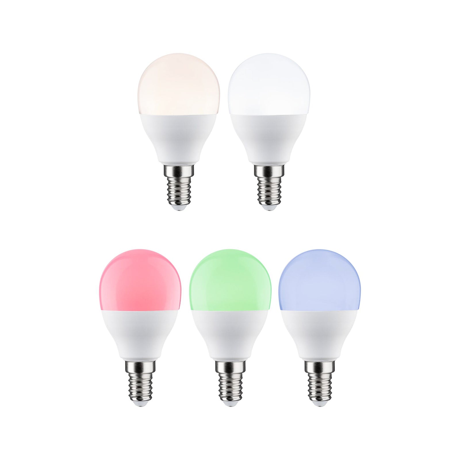 LED dråpepære E14 5W Zigbee RGBW dimbar 3-pakning - Paulmann montert