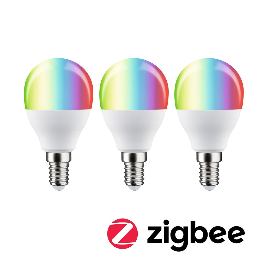 LED dråpepære E14 5W Zigbee RGBW dimbar 3-pakning - Paulmann nærbilde 2