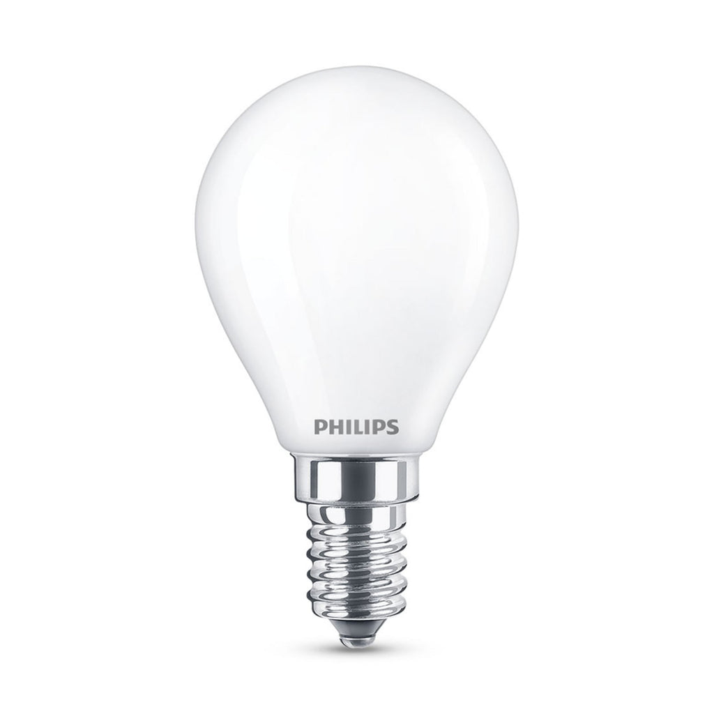 LED dråpepære E14 P45 6,5W 4000K 806lm matt Philips forfra