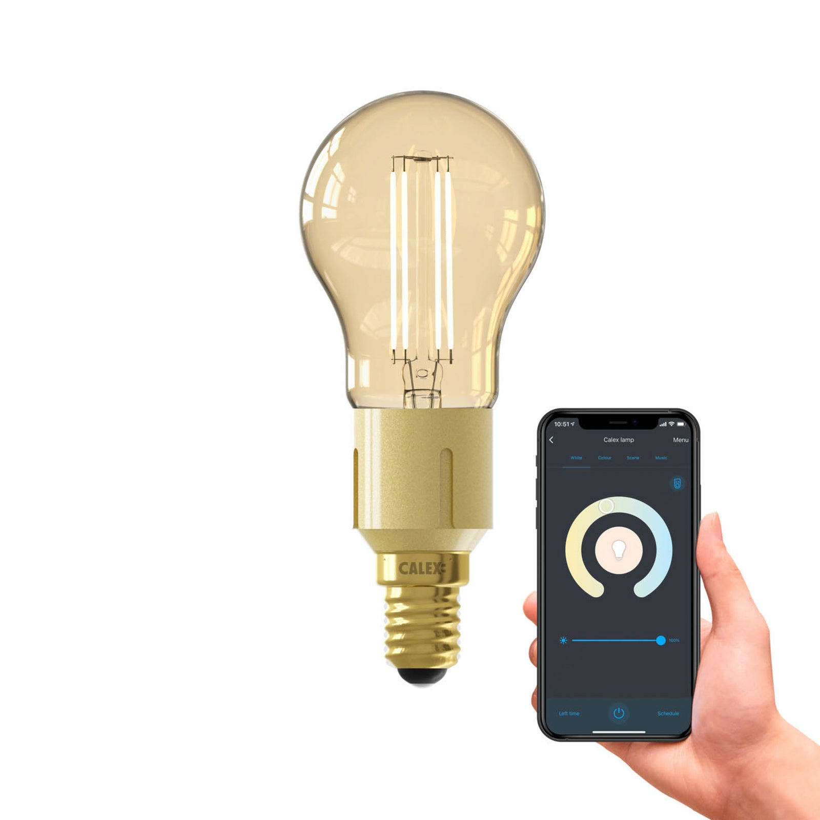 LED-dråpepære E14 smart filament 4,9W 1800-3000K gull nærbilde