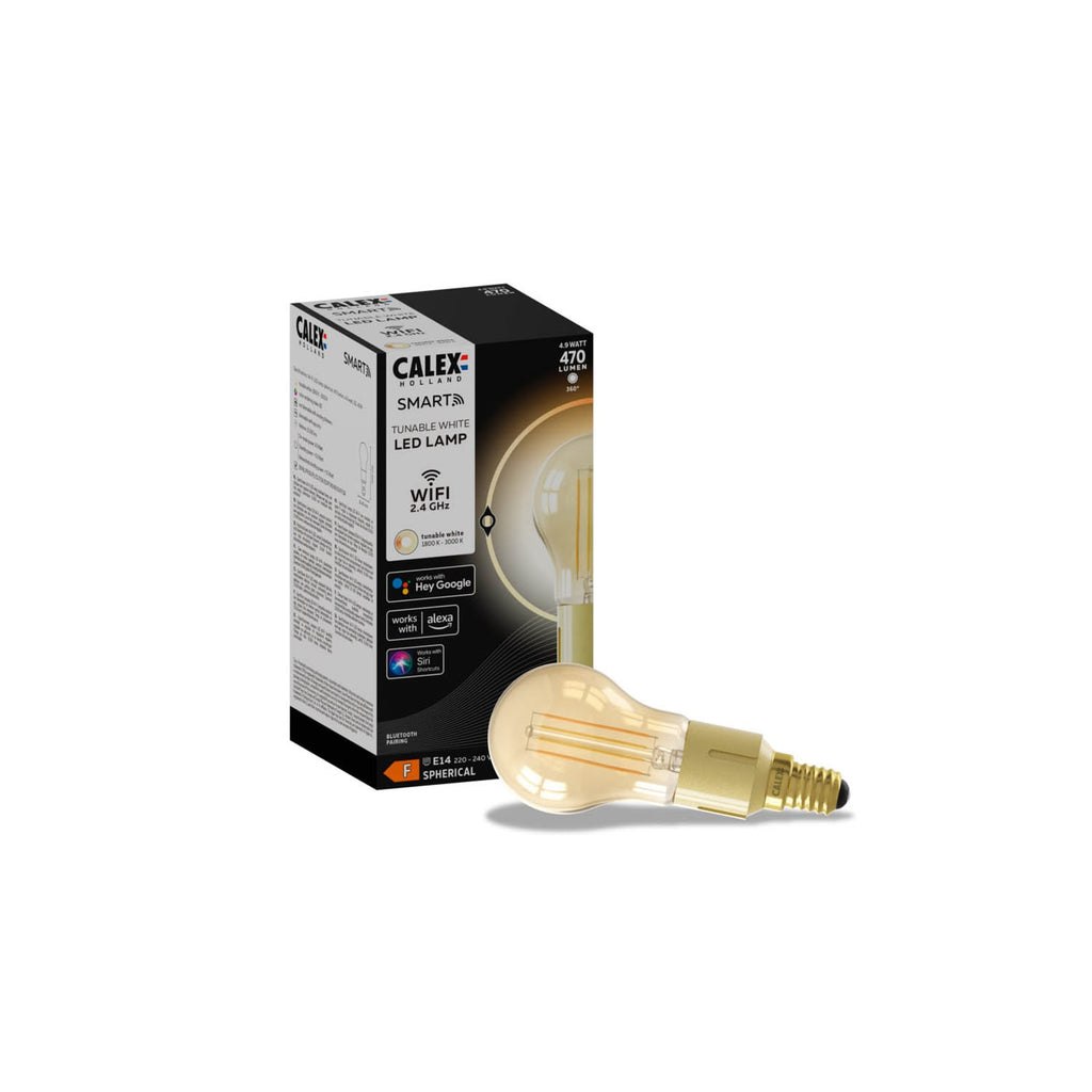 LED-dråpepære E14 smart filament 4,9W 1800-3000K gull lys effekt