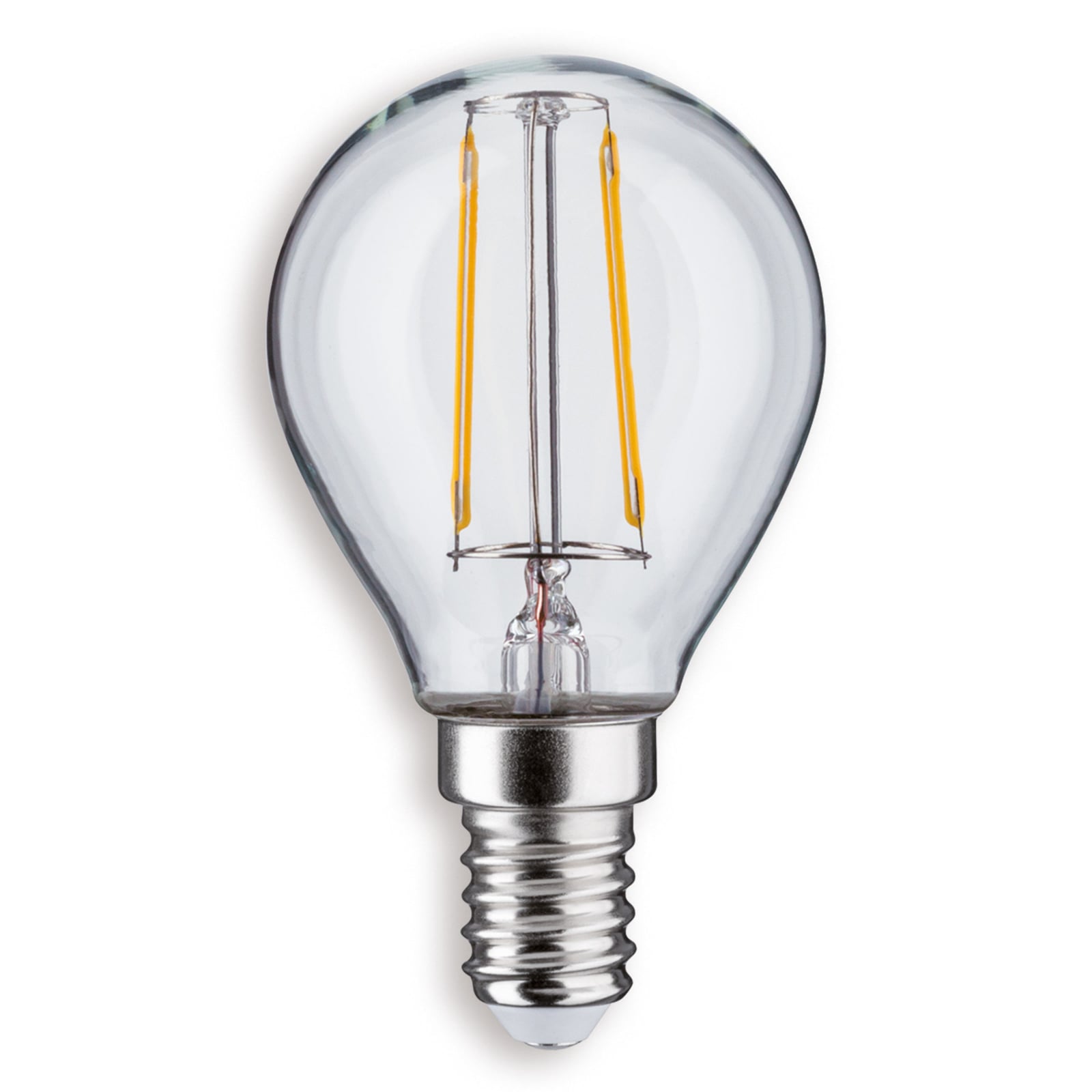 LED dråpeformet filamentpære E14 2,6W 2700K klar fra front