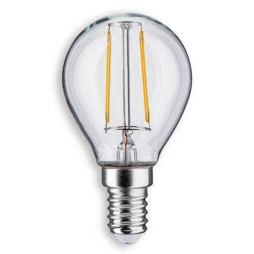LED dråpeformet filamentpære E14 2,6W 2700K klar fra front
