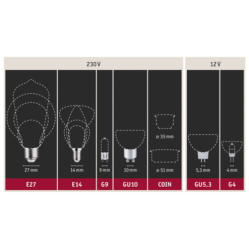 Bakside av LED dråpeformet filamentpære E14 2,6W 2700K klar Paulmann
