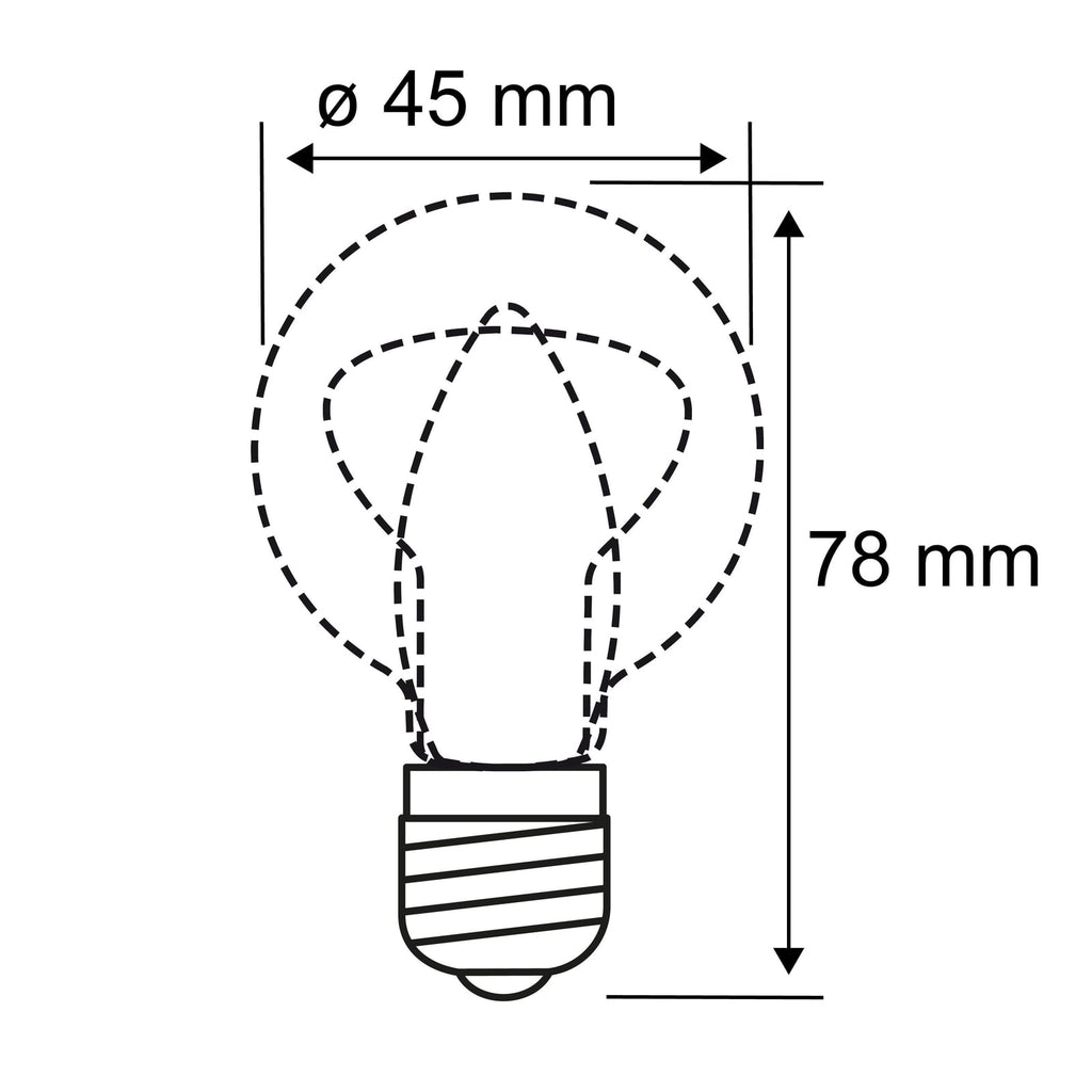 Nærbilde av klar filament i LED dråpeformet filamentpære E14 2,6W 2700K Paulmann