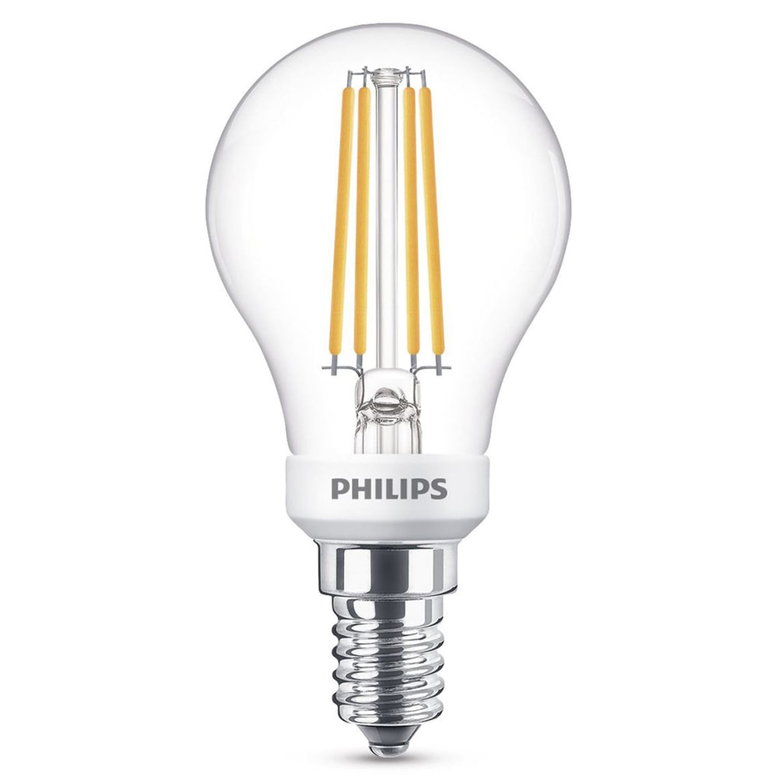 LED dråpeformet filamentpære E14 3,4W klar dimbar WarmGlow - Philips forfra
