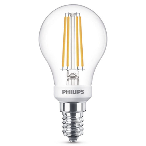 LED dråpeformet filamentpære E14 3,4W klar dimbar WarmGlow - Philips forfra