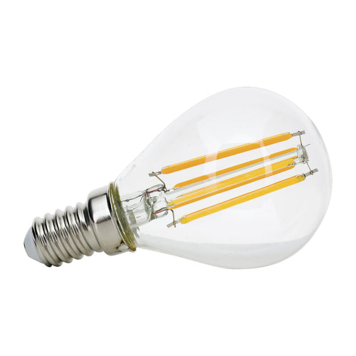 LED dråpeformet filamentpære E14 5W 2700K klar dimbar - ORION forfra