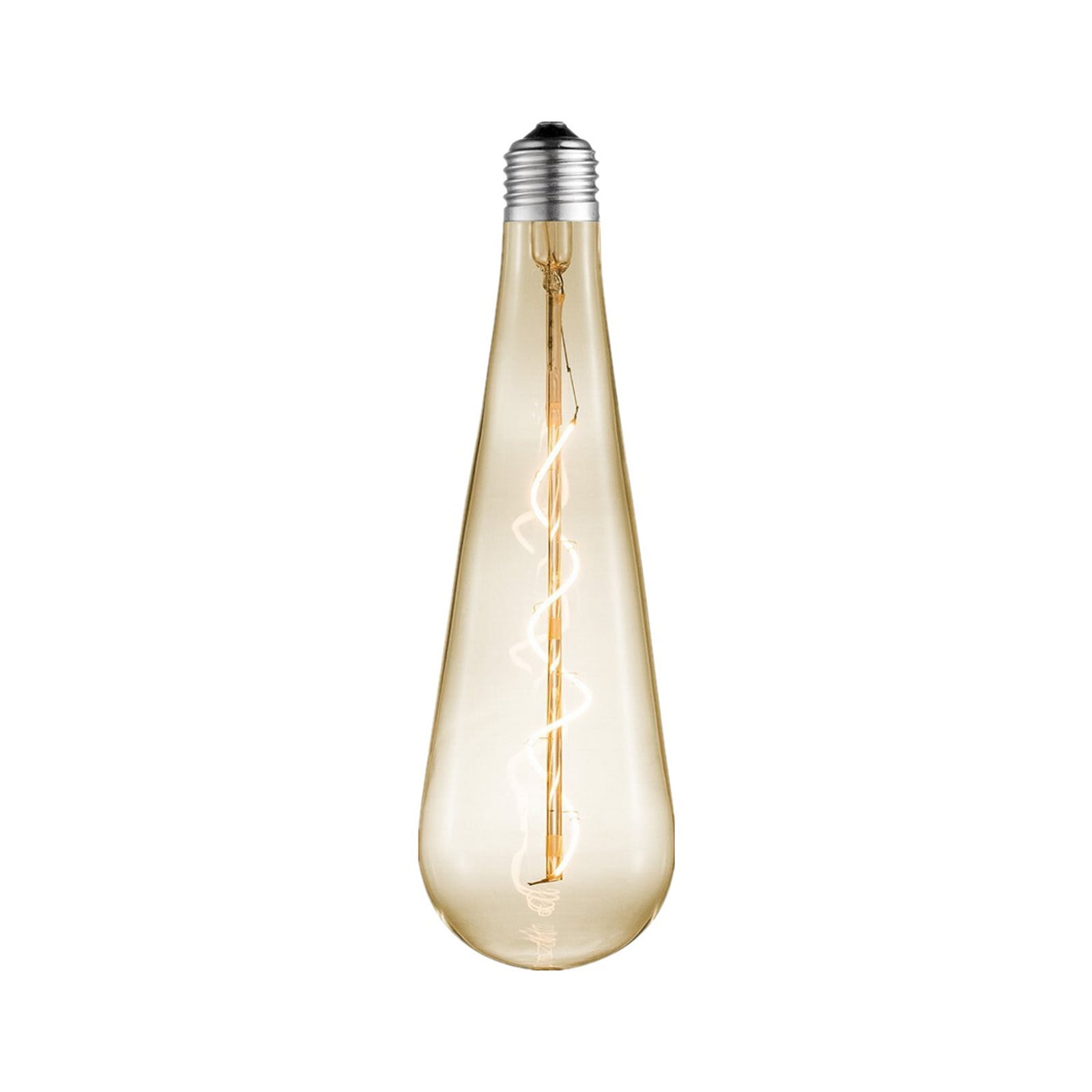LED dråpeformet filamentpære E27 4W amber dimbar Ø9 cm - Lucande forfra