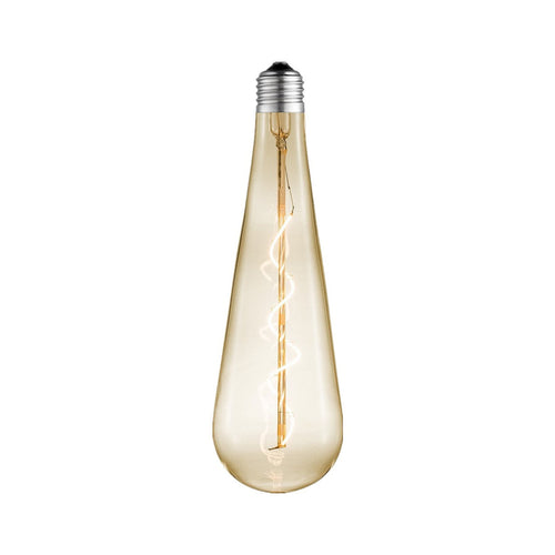 LED dråpeformet filamentpære E27 4W amber dimbar Ø9 cm - Lucande forfra