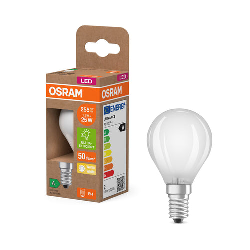 LED dråpeformet pære E14 1,2W 2700K matt 255 lm OSRAM nærbilde