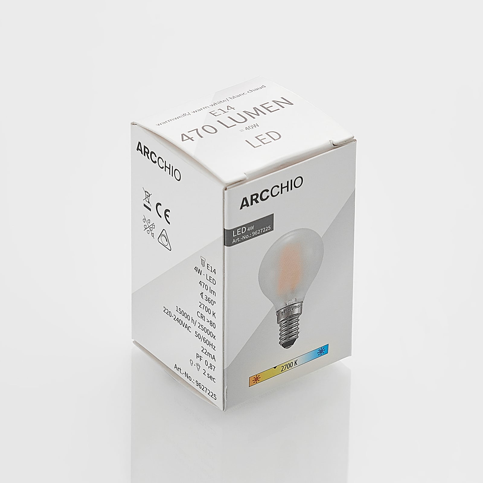 LED dråpeformet pære E14 4W 2700K matt dimbar 5-pk Arcchio emballasje