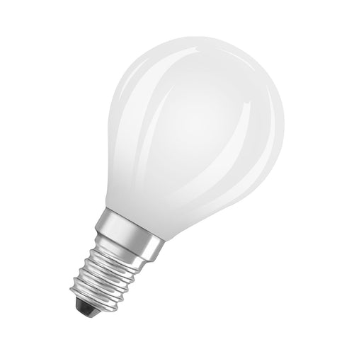 LED dråpeformet pære E14 5,9W 2700K dimbar matt OSRAM forfra