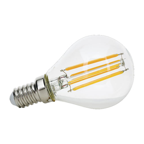 LED dråpeformet filamentpære E14 4,5W 2700K dimbar klar - ORION forfra