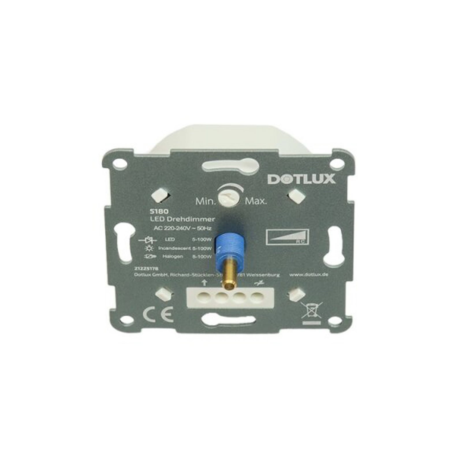 LED dreidimmer 5-100 W hvit bakkantstyring - DOTLUX forfra