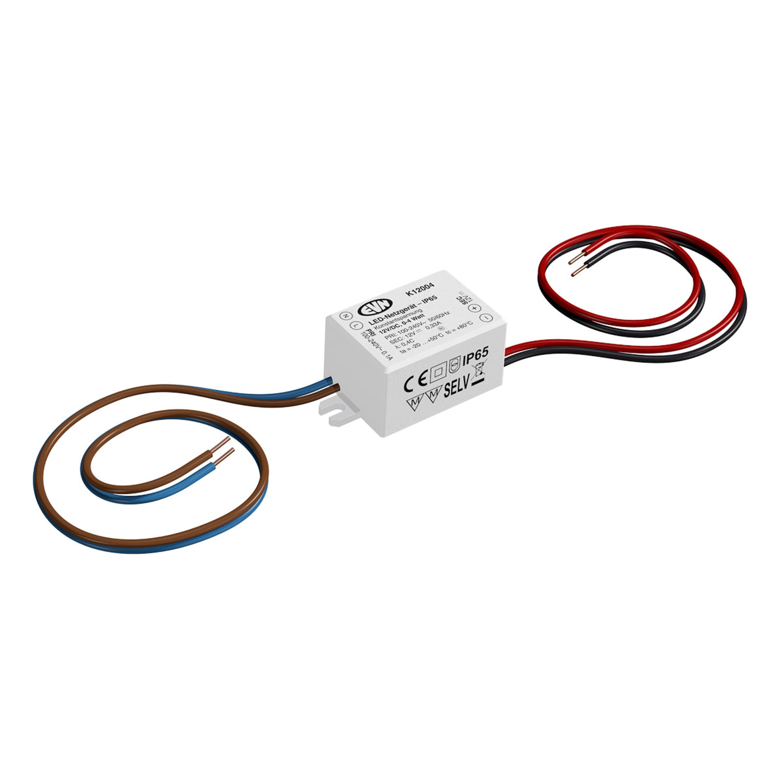 LED-driver 12V DC 0,1-4W IP65 ikke dimbar - EVN forfra