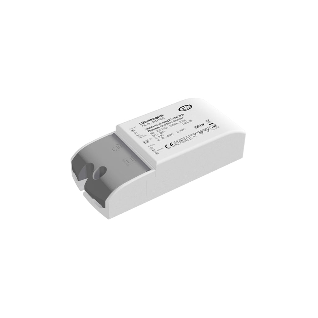 LED-driver 12V/DC 2,5-25W dimbar IP20 - EVN bakside