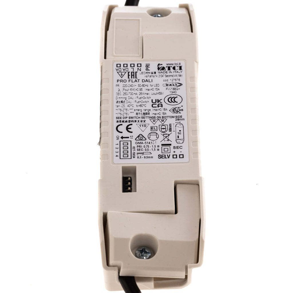 LED-driver 13169 DALI dimbar for innbyggingsspot - BEGA detalj og tilkobling