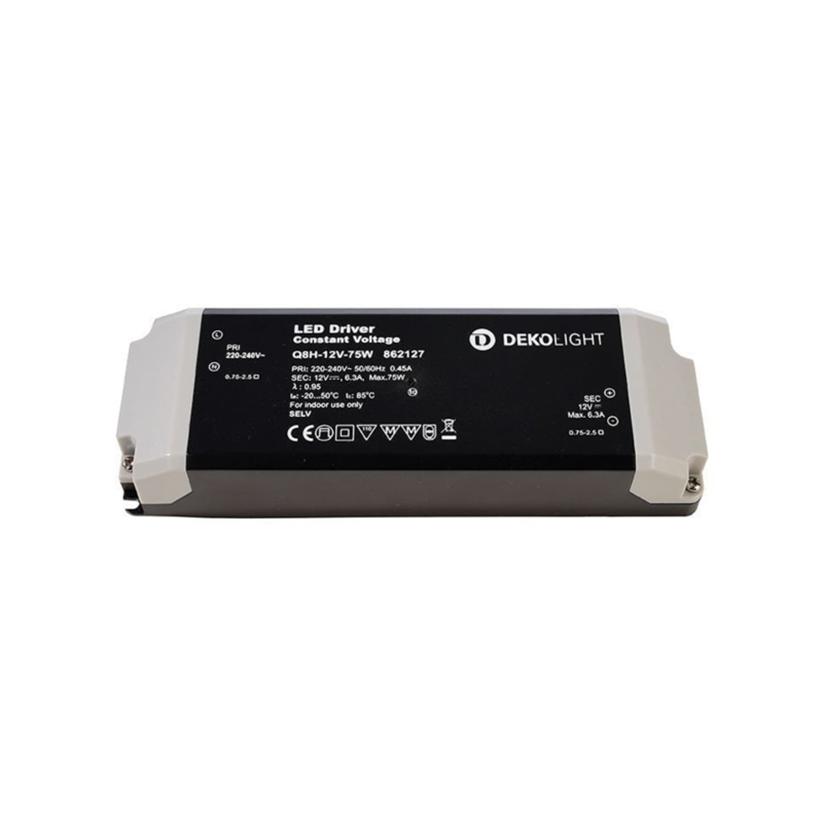 LED-driver CV 12V 75W ikke dimbar IP20 - Deko-Light forside