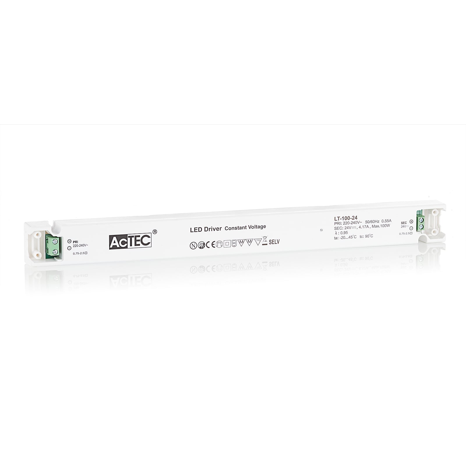 LED-driver CV 24V 100W ikke dimbar IP20 - AcTEC bakside