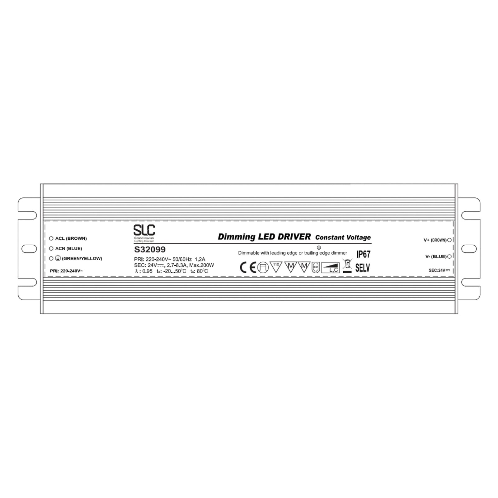 LED-driver CV 24V 200W dimbar IP67 - The Light Group detalj
