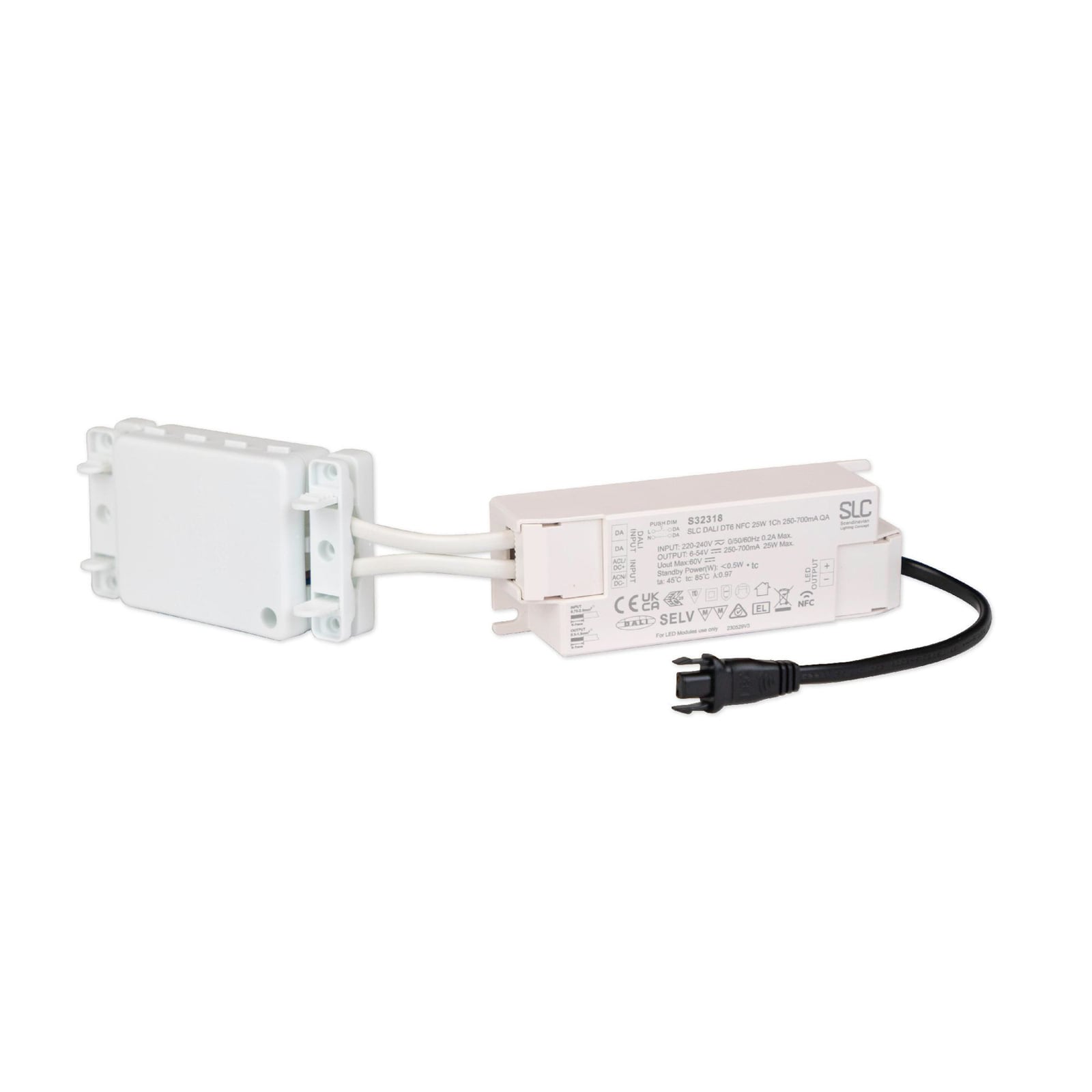 LED-driver DALI DT6 NFC 100-700 mA maks 25W fra The Light Group hvit plast